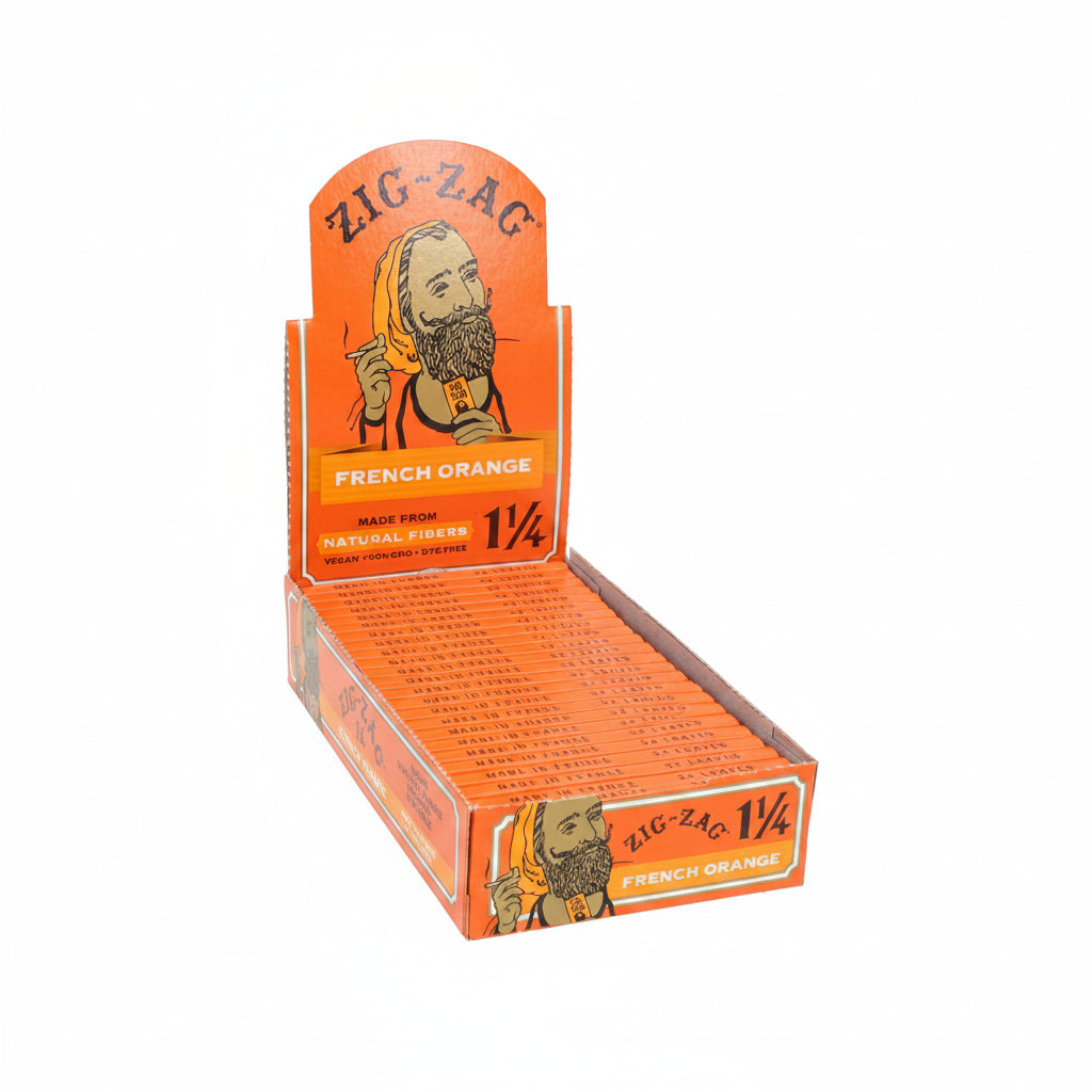 ZIG ZAG ROLLING PAPERS NATURAL GUM ARABIC FRENCH ORANGE 1 1/4 24CT