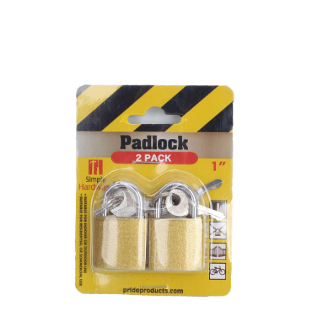 PADLOCK 1" 2 PACK SIMPLY HARDWARE W/KEY