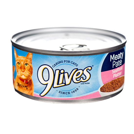 CAT FOOD 9LIVES MEATY PATE SEAFOOD PLATTER 5.5OZ