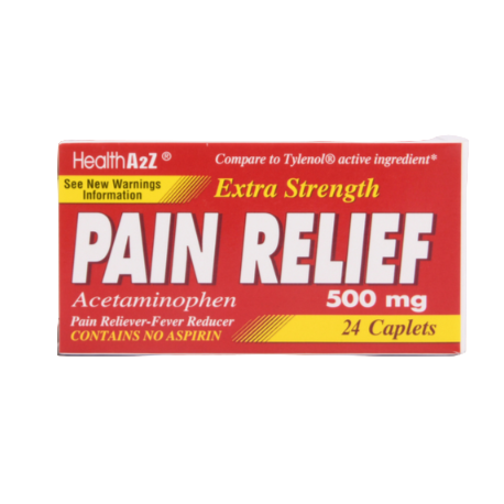 MEDICINE PAIN RELIEF HEALTHA2Z 24 CAPLETS 500MG 1CT