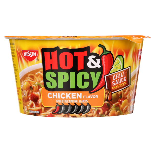 SOUP NISSIN HOT&SPICY CHICKEN BOWL 3.32OZ 6PK