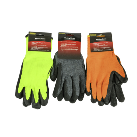 COTTON LATEX COATED WORK GLOVES 1CT