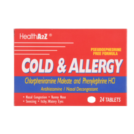 COLD & ALLERGY HEALTHA2Z TABLETS 24PK 1CT