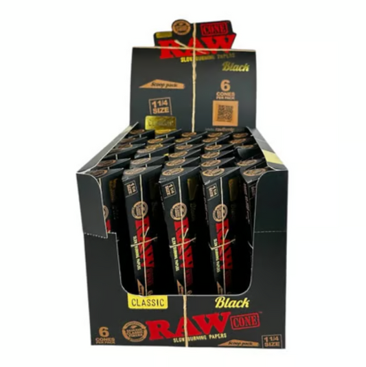 RAW CONES SCOOP 1 1/4 SIZE 6PK 30CT BLACK