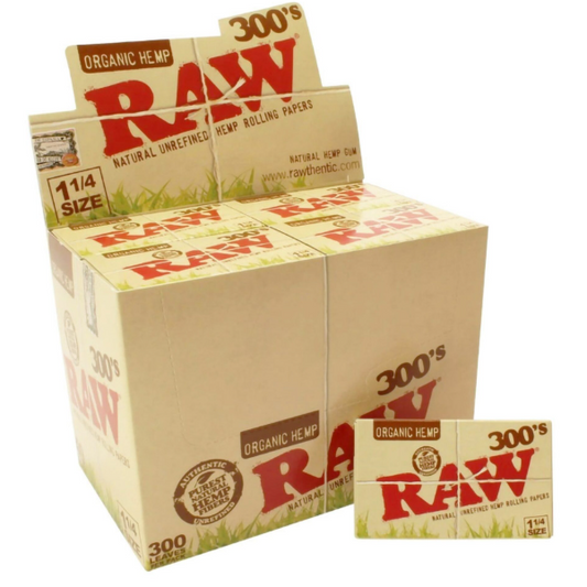 RAW PAPER 300'S ORGANIC HEMP 1 1/4 40CT