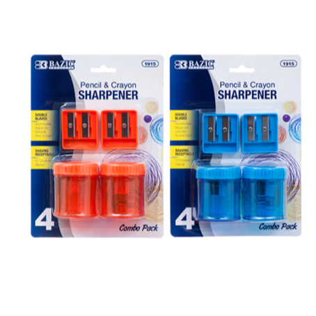 PENCIL SHARPENER BAZIC 2PC BLADE 2PC RECEPTACLE 1CT