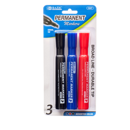 MARKER BAZIC ASSORTED COLOR 3PK 1CT