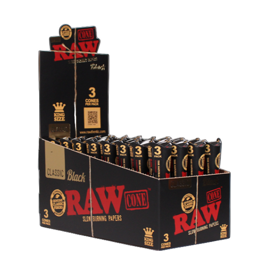 RAW CONES KING SIZE 3PK 32CT BLACK