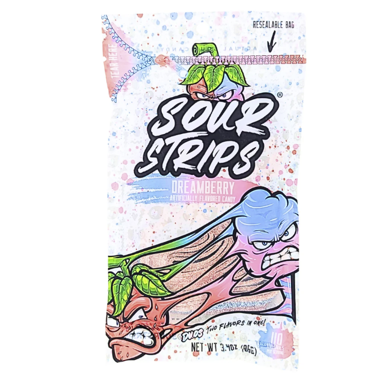 CANDY SOUR STRIPS DREAMBERRY 3.40OZ 1CT