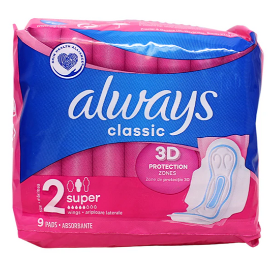 MAXI PAD ALWAYS CLASSIC 2 SUPER 9PK 1CT