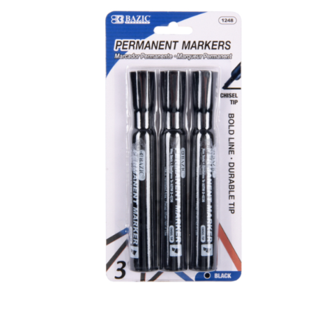 PERMANENT MARKER BAZIC BLACK 3PK 1CT