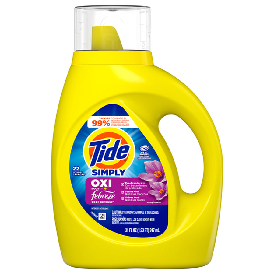 DETERGENT TIDE LIQUID DETERGENT 31 OZ SIMPLY OXIBOOST+FEBREZE 1CT