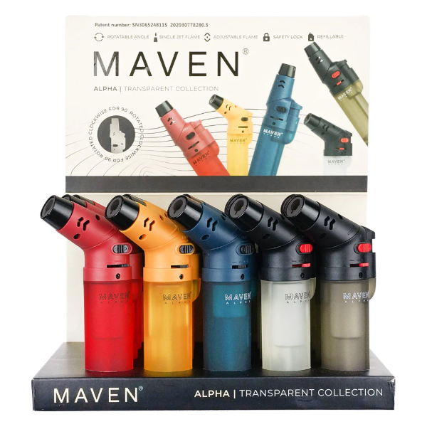 LIGHTER MAVEN TORCH ALPHA TRANSPARENT 15PK 1CT