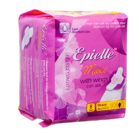 MAXI PAD EPIELLE MAXI W/WINGS PINK 8PK