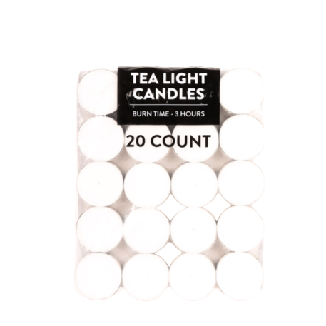 CANDLE NUVALU TEALIGHT WHITE 20PK 1CT