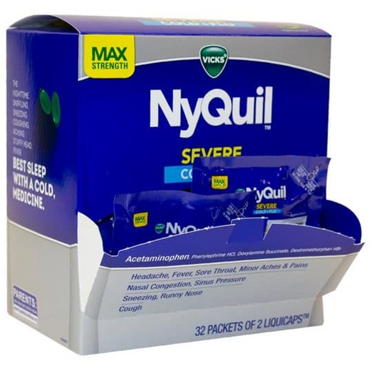 MEDICINE NYQUIL SEVERE COLD/FLU DUAL 32PK 1CT