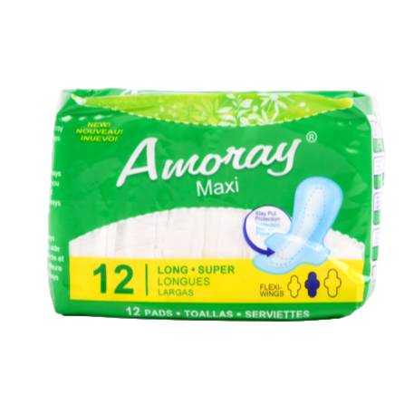MAXI PAD AMORAY LONG FLEXIWINGS GREEN 12PK