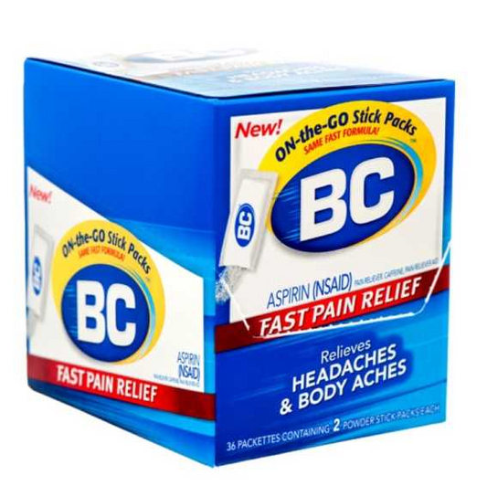 MEDICINE BC PAIN RELIEF POWDER DUAL 36PK