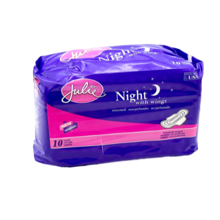 MAXI PAD NIGHT W/WINGS PURPLE 10 PK