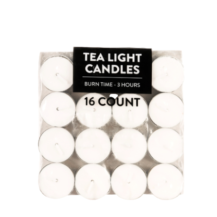 CANDLE NUVALU TEALIGHT WHITE 16PK 1CT