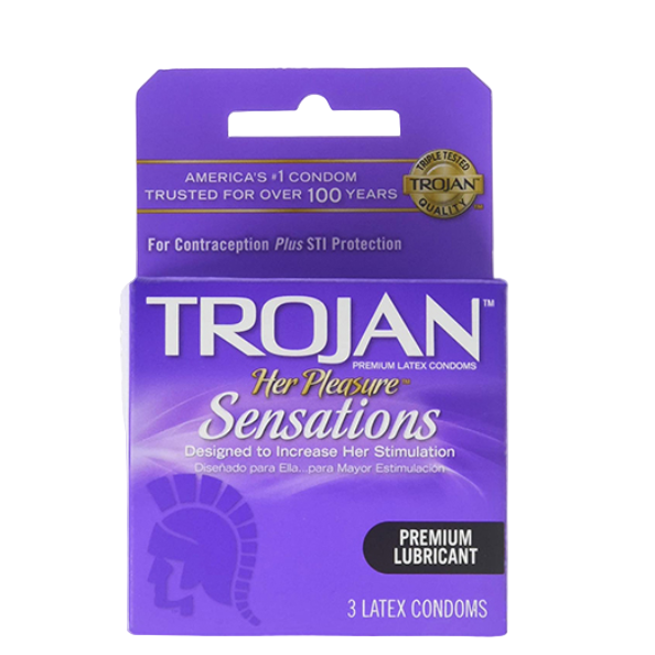 CONDOM TROJAN HER PLEASURE PURPLE 6PK 1CT