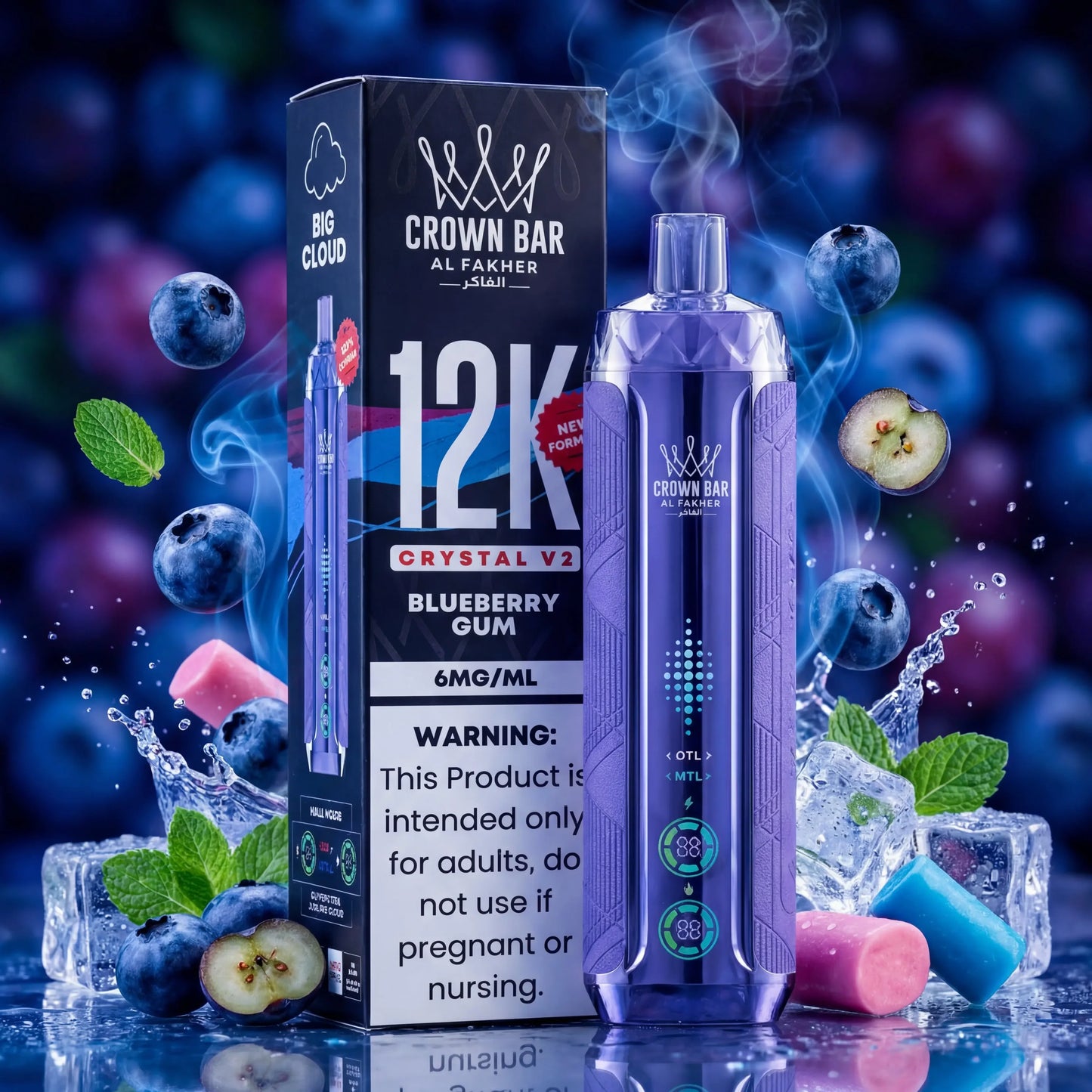 VAPE CROWN BAR AL FAKHER 12K 5PK BLUEBERRY GUM
