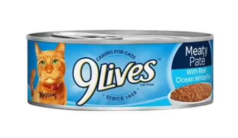 CAT FOOD 9LIVES MEATY PATE OCEAN WHITE FISH 5.5OZ