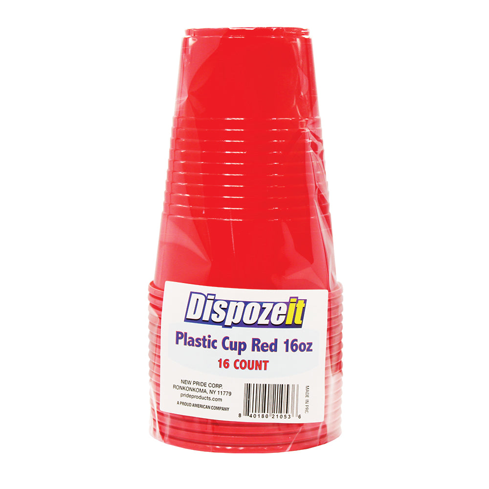 CUPS PLASTIC RED 16OZ 16PK 1C