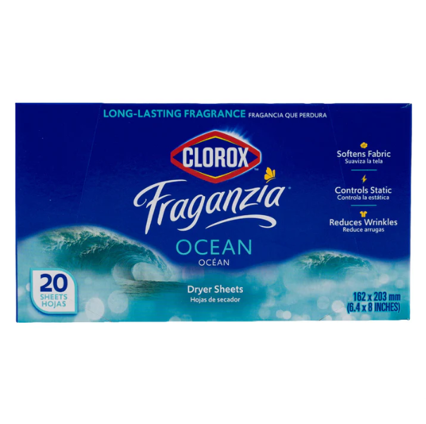 DRYER SHEET CLOROX FRAGANZIA OCEAN 20PK 1CT