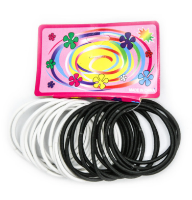 HAIR TIE SMALL BLACK & WHITE 12PK