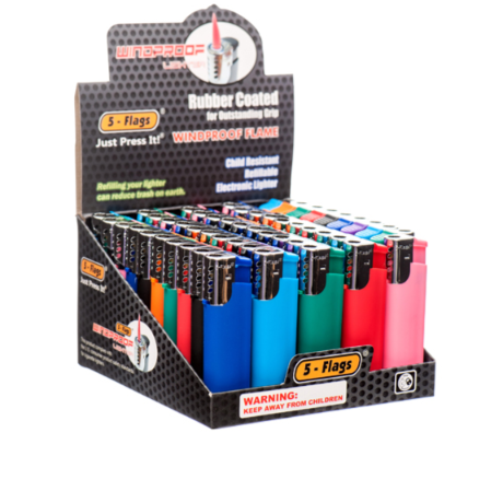 LIGHTER TORCH WIND-PROOF SOLID 5 ASST CLR 50PK