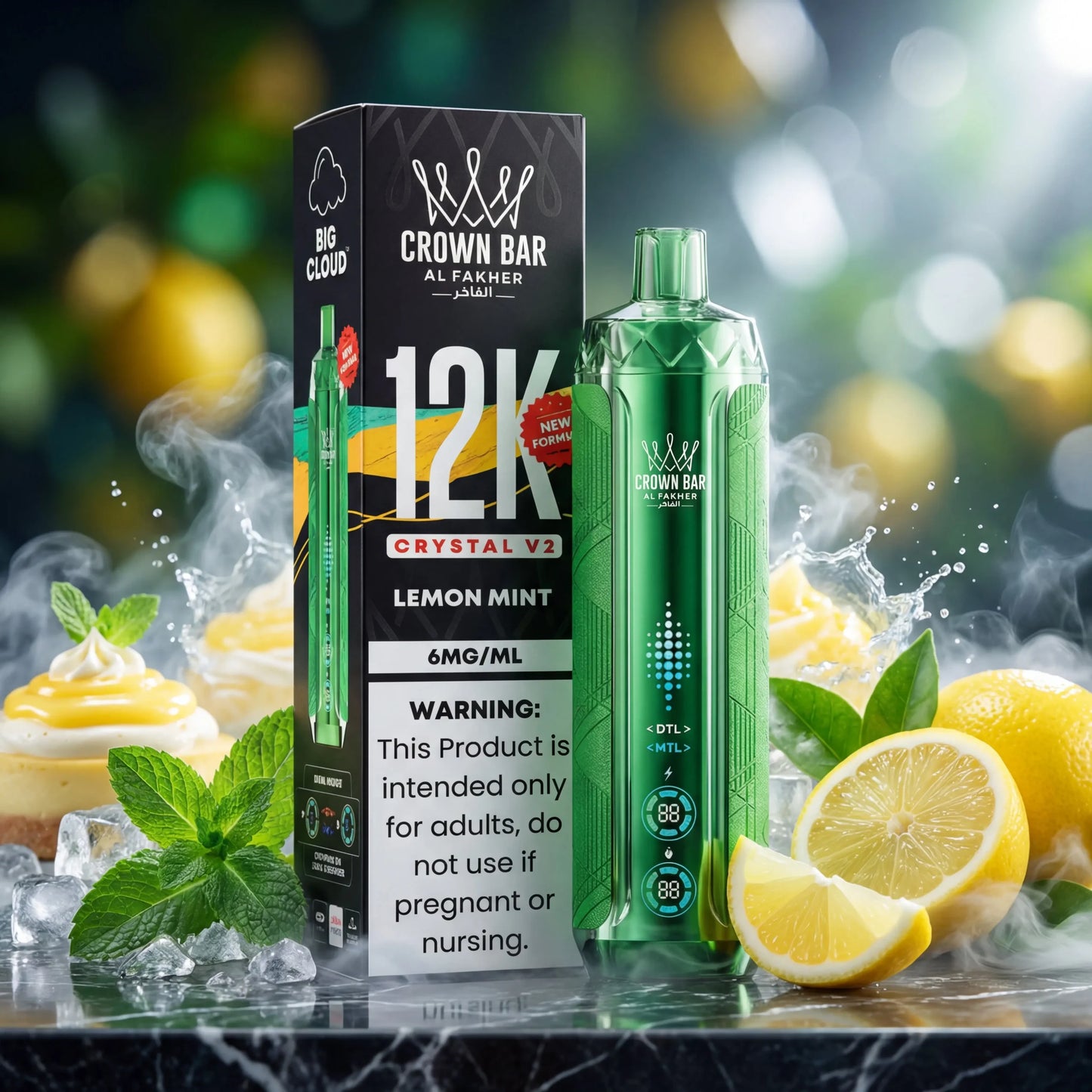 VAPE CROWN BAR AL FAKHER 12K 5PK LEMON MINT