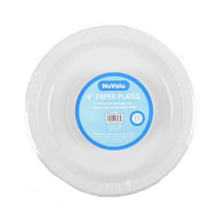 PAPER PLATE ROUND 9" 15PK WHITE COATED 1CT