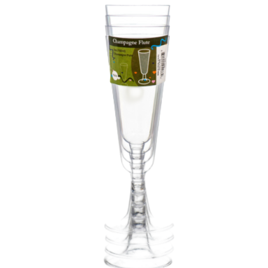 PLASTIC CHAMPAGNE FLUTE 4 PACK