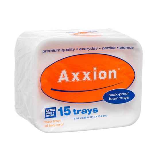 PLATE FOAM TRAYS TACOS 8.5" 15PK