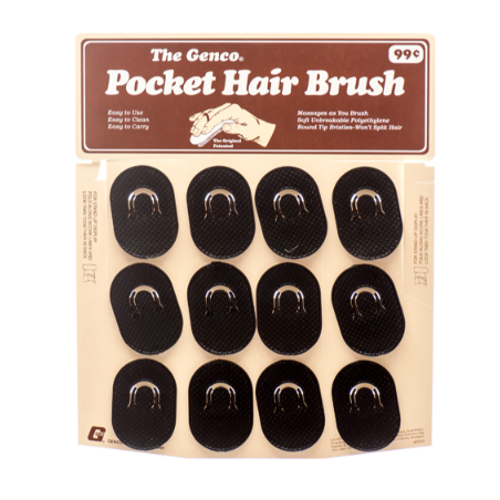 POCKET HAIR BRUSH BLK COLOR 12CT