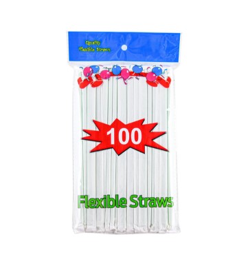 STRAW FLEXIBLE ASSORTED NEON COLOR 150PK 1CT