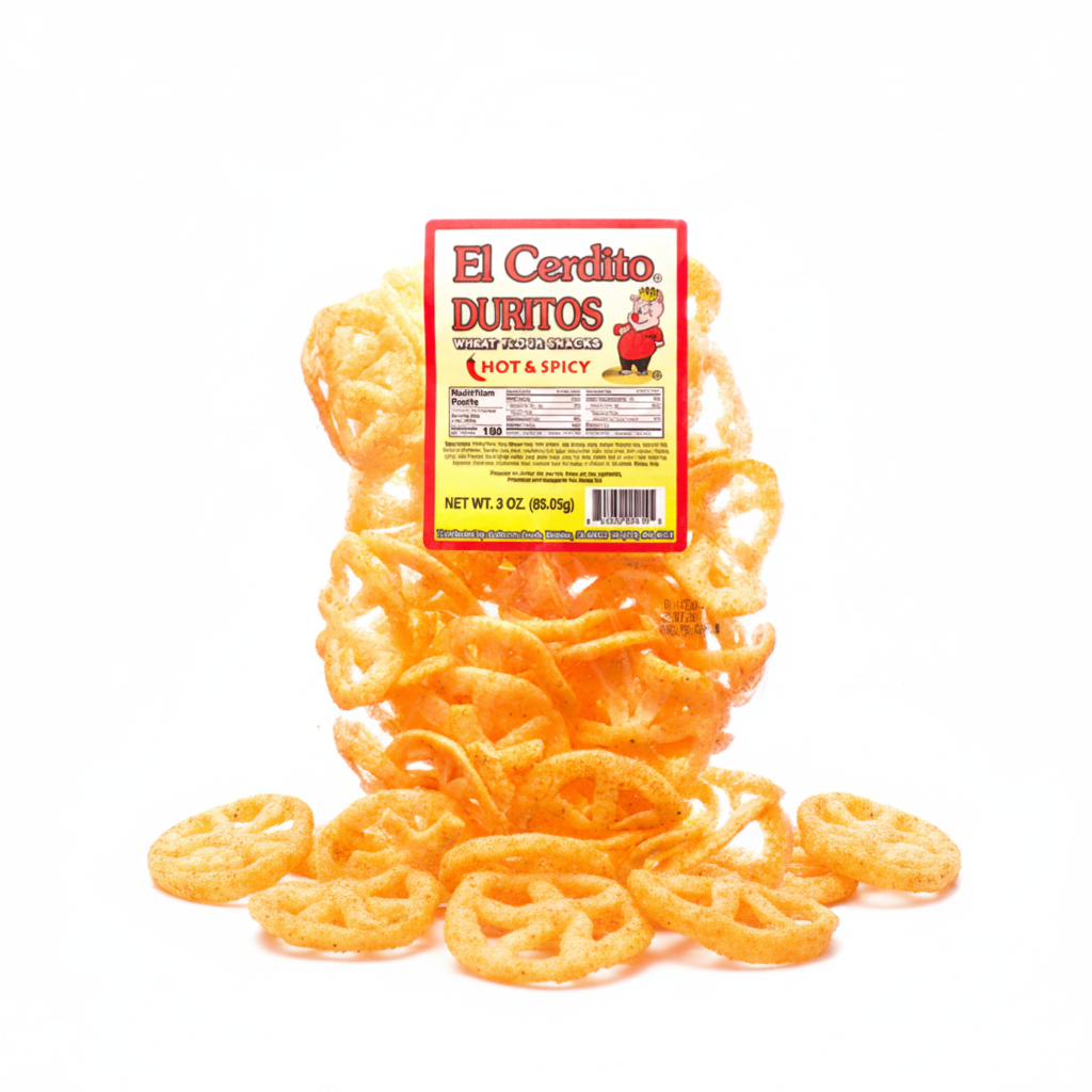 CHIPS EL CERDITO WHEAT FLOUR SNACK WHEELS HOT & SPICY 3 OZ 1CT