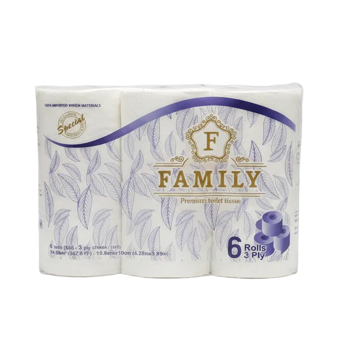 BATHROOM TISSUE FAMILY 3 PLY 6 PACK 8CT