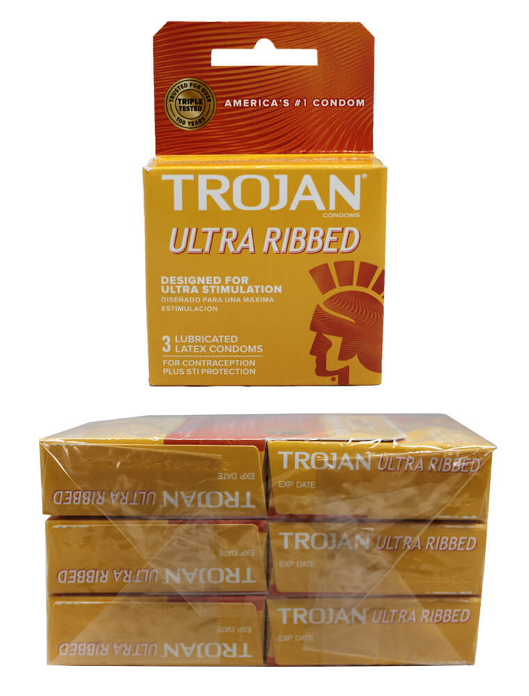 CONDOM TROJAN ULTRA RIBBED 6PK