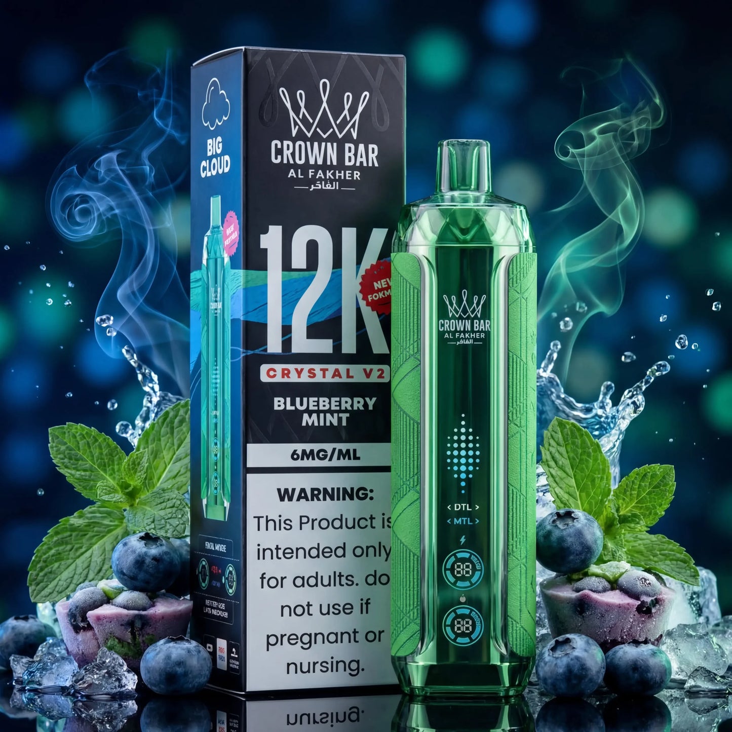 VAPE CROWN BAR VAPE AL FAKHER 12K 5PK BLUEBERRY MINT
