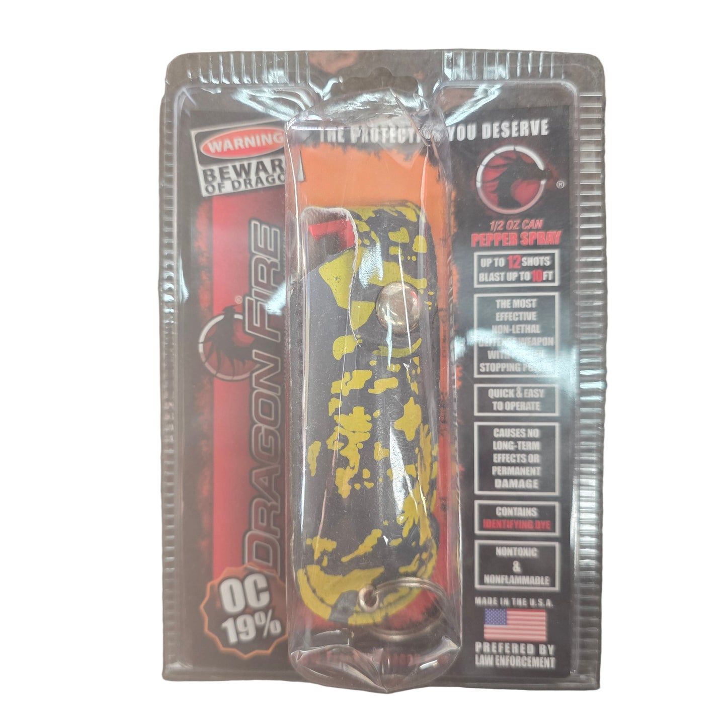 PEPPER SPRAY DRAGON FIRE OC19% BLK & YLW 1CT