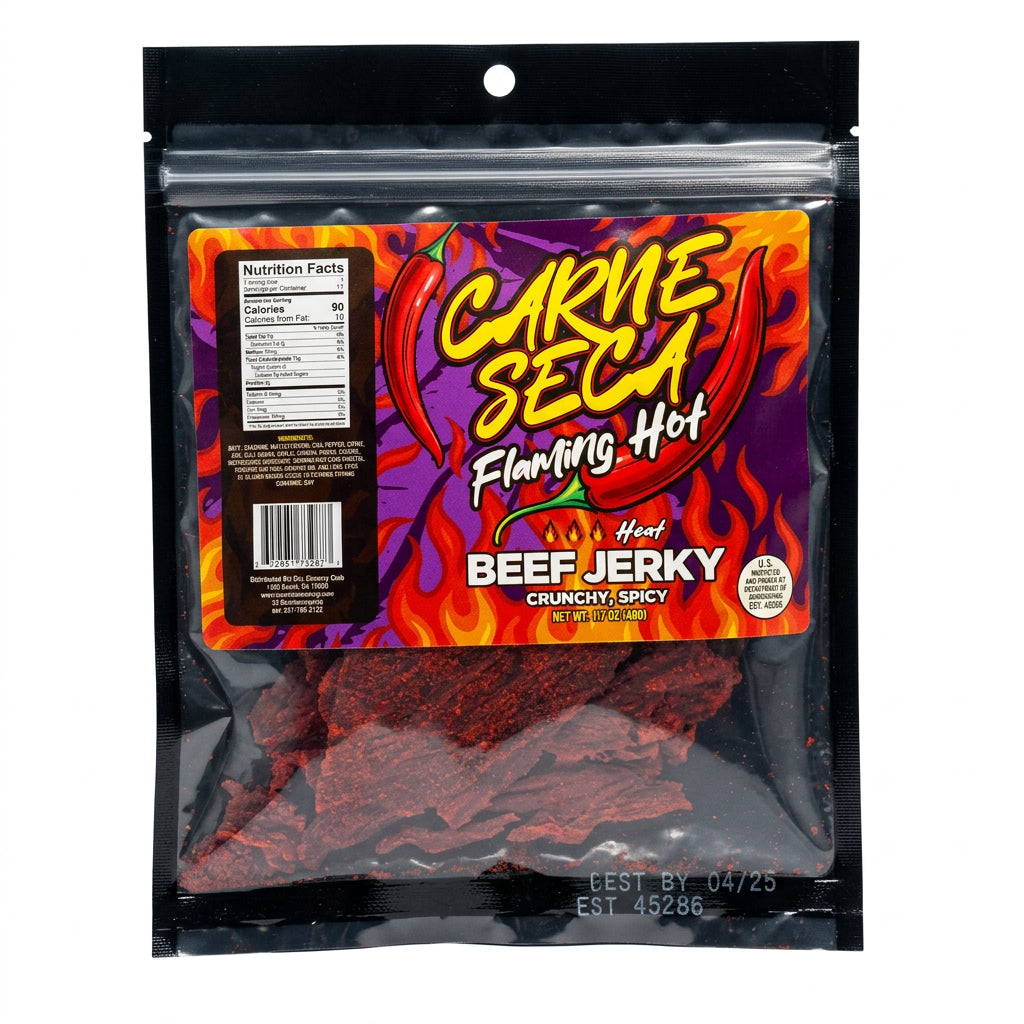 CARNE SECA BEEF JERKY FLAMING HOT 1CT