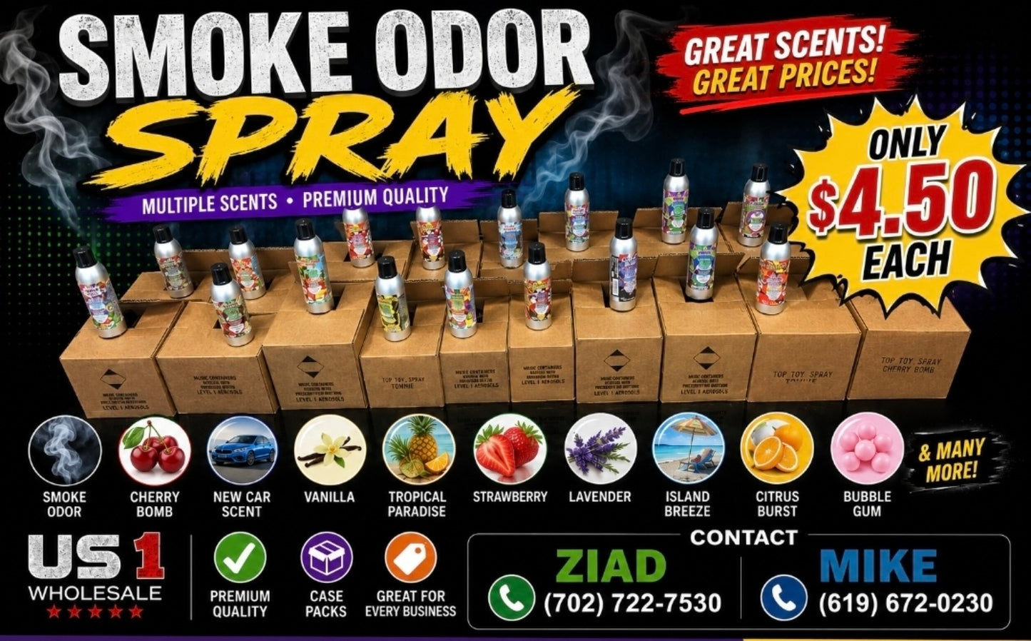 Smoke Odor Spray multiple scents