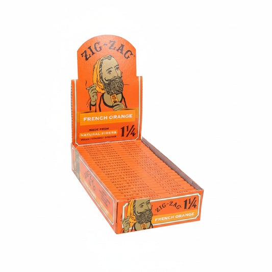 ZIG ZAG ROLLING PAPERS NATURAL GUM ARABIC FRENCH ORANGE 1 1/4 24CT