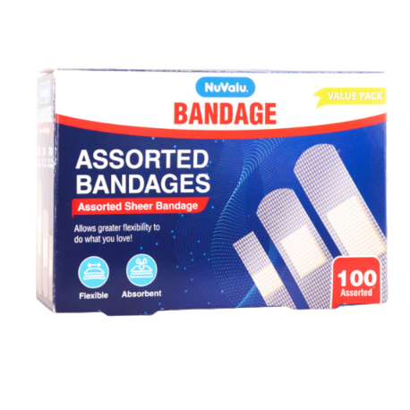 BANDAGE NUVALU ASSORTED 100PK 1CT