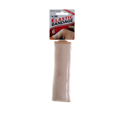 BANDAGE ELASTIC WRAP 6" WITH CLIPS 1CT