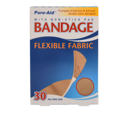 BANDAGE PURE-AID W FLEXIBLE FABRIC 30PK 1CT