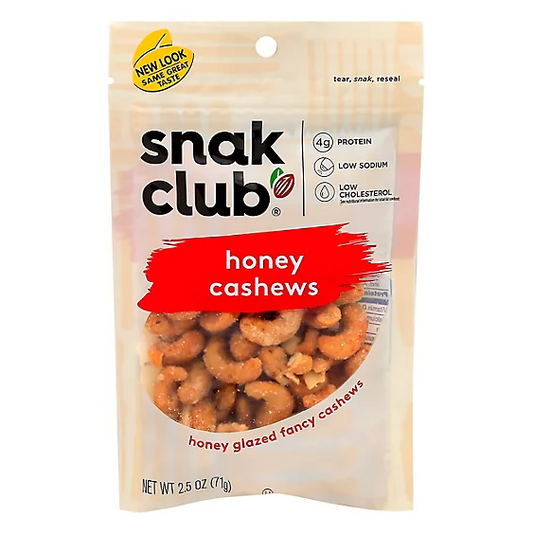 SNAK CLUB HONEY CASHEWS 2.5OZ 1CT