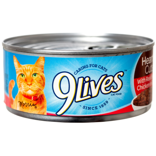 CAT FOOD 9LIVES HEARTY CUTS CHICKEN&BEEF IN GRAVY 5.5OZ